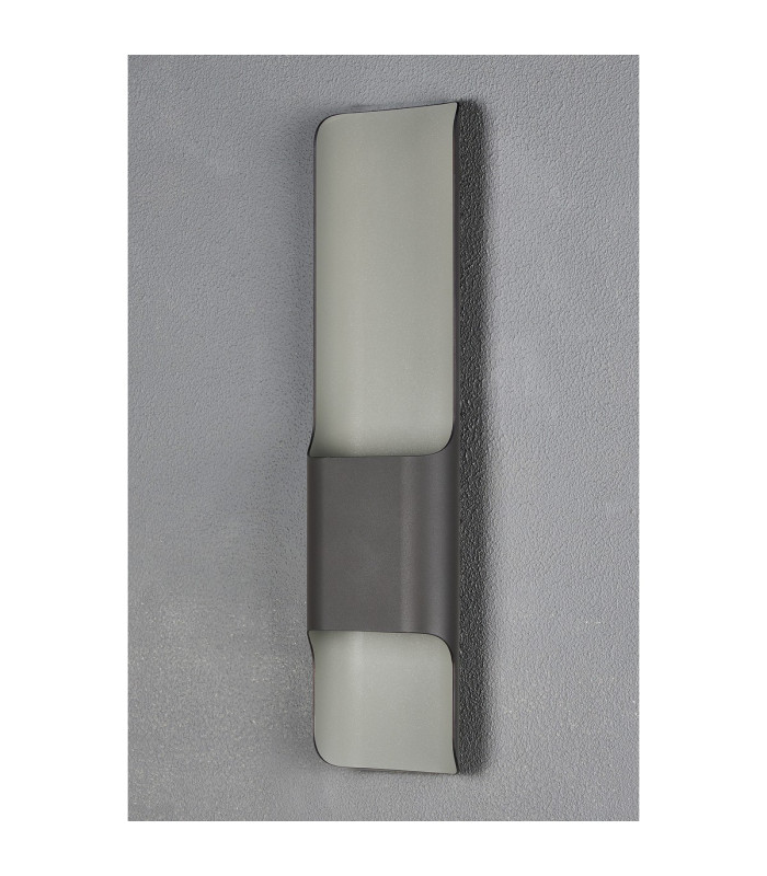Waterloo Wall Lamp 125 x 508mm Offset Open Curve Shade 2 x 6.5W LED 3000K 900lm IP65 Anthracite -12