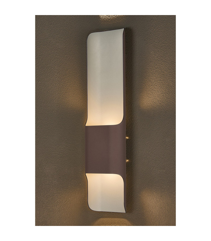 Waterloo Wall Lamp 125 x 508mm Offset Open Curve Shade 2 x 6.5W LED 3000K 900lm IP65 Cacao -11