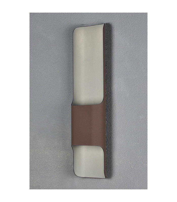 Waterloo Wall Lamp 125 x 508mm Offset Open Curve Shade 2 x 6.5W LED 3000K 900lm IP65 Cacao -12