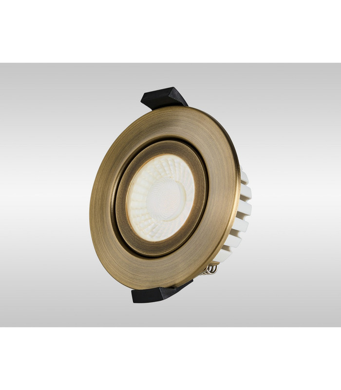 Copake 7W Triac Dimmable CCT LED Fire Rated Adjustable Downlight Antique Brass Cut Out: 70mm 700lm 60° DRIVER INC. IP65 -12