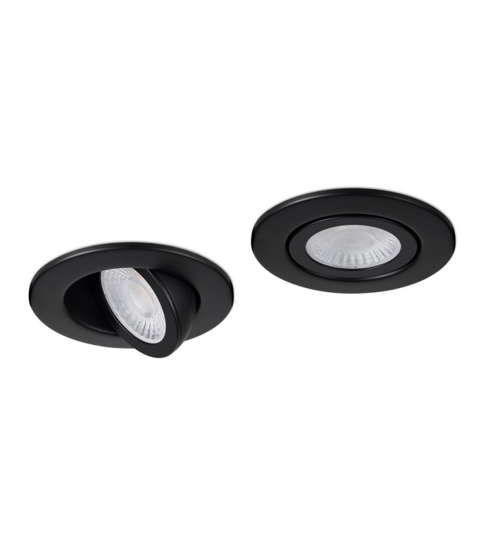 Copake 7W Triac Dimmable CCT LED Fire Rated Adjustable Downlight Matt Black Cut Out: 70mm 700lm 60° DRIVER INC. IP65 -12