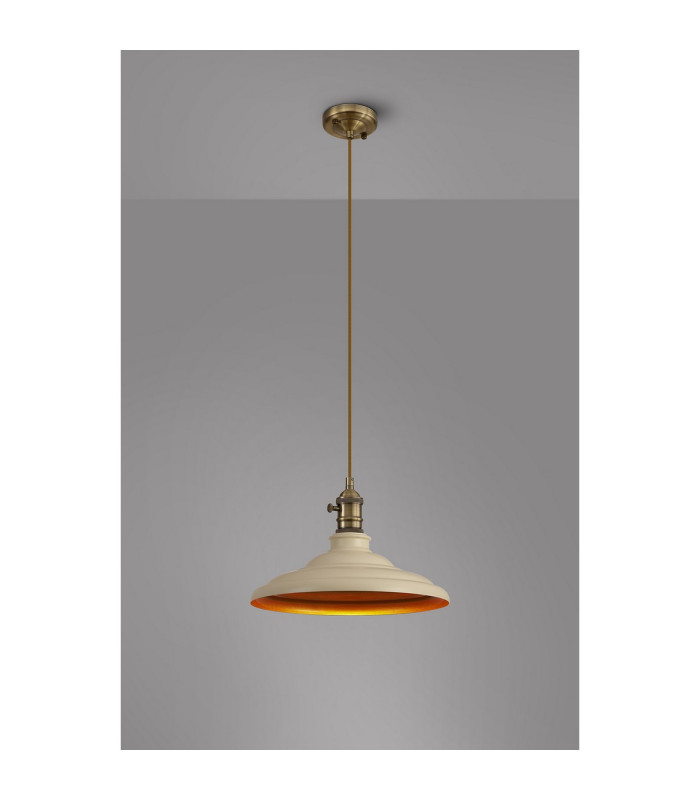 Moravia 35cm 1 Light Braided Pendant Round Tiered Metal Shade Antique Brass/Golden Brown/Beige/Gold-3