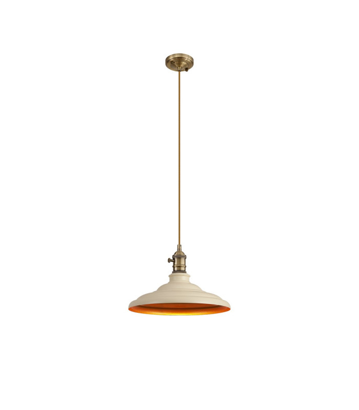 Moravia 35cm 1 Light Braided Pendant Round Tiered Metal Shade Antique Brass/Golden Brown/Beige/Gold-4
