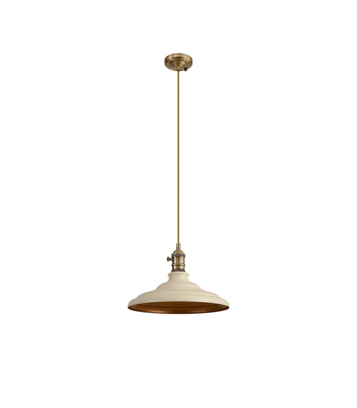Moravia 35cm 1 Light Braided Pendant Round Tiered Metal Shade Antique Brass/Golden Brown/Beige/Gold-5