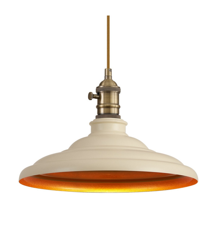 Moravia 35cm 1 Light Braided Pendant Round Tiered Metal Shade Antique Brass/Golden Brown/Beige/Gold-7