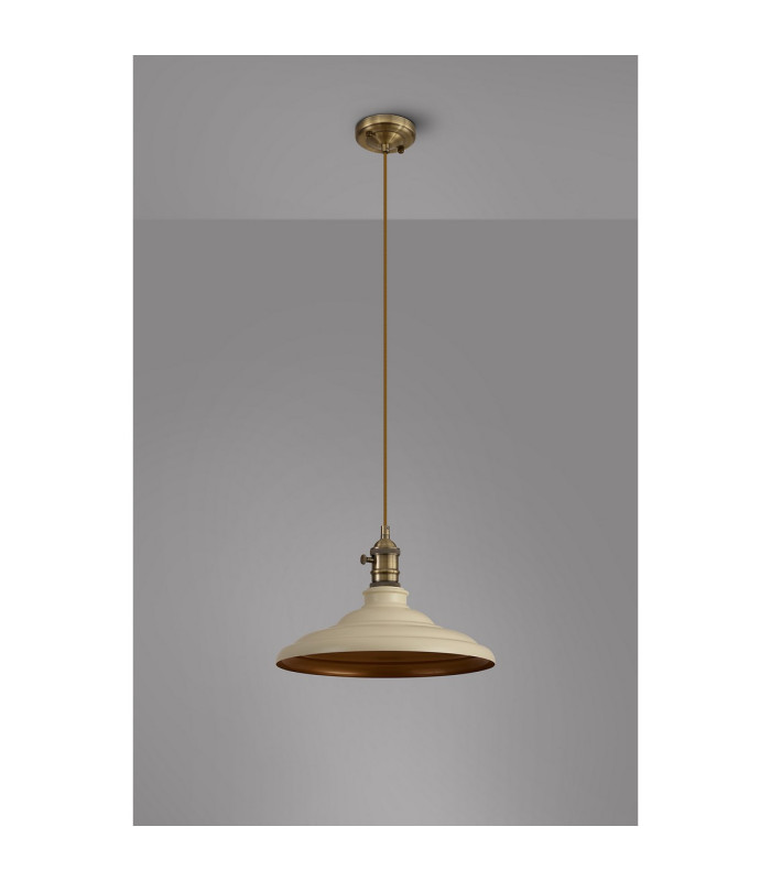 Moravia 35cm 1 Light Braided Pendant Round Tiered Metal Shade Antique Brass/Golden Brown/Beige/Gold-8