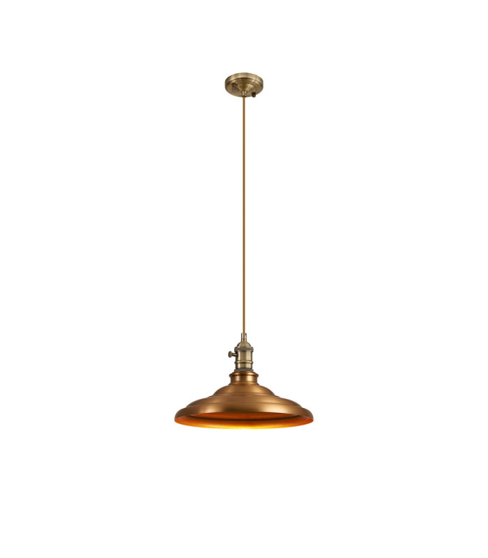 Moravia 35cm 1 Light Braided Pendant Round Tiered Metal Shade Antique Brass/Golden Brown/Brass/Gold-4