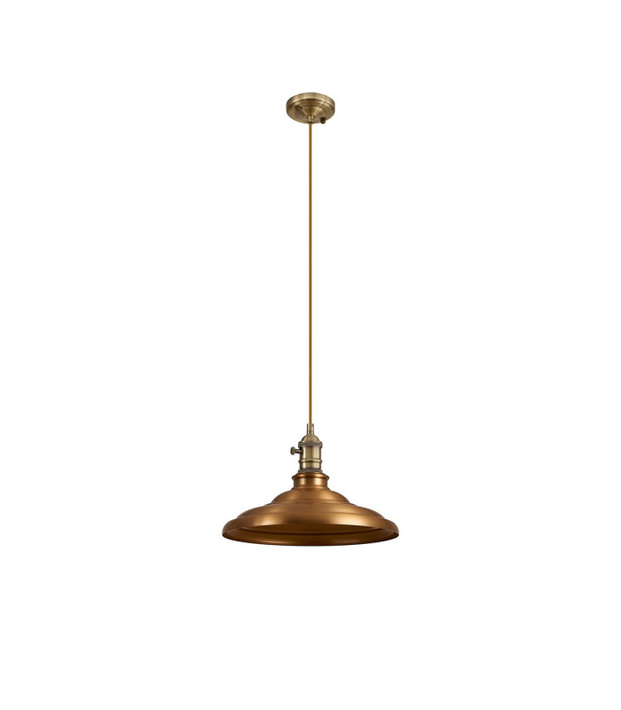 Moravia 35cm 1 Light Braided Pendant Round Tiered Metal Shade Antique Brass/Golden Brown/Brass/Gold-5