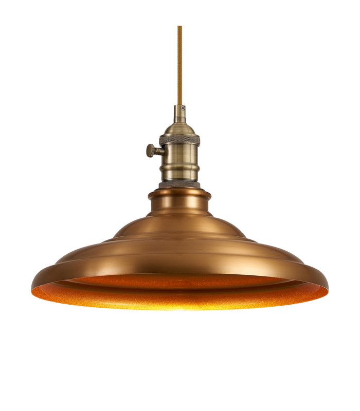 Moravia 35cm 1 Light Braided Pendant Round Tiered Metal Shade Antique Brass/Golden Brown/Brass/Gold-7