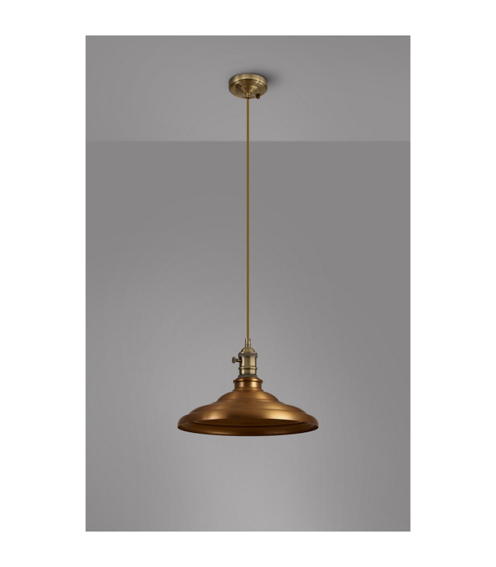 Moravia 35cm 1 Light Braided Pendant Round Tiered Metal Shade Antique Brass/Golden Brown/Brass/Gold-8