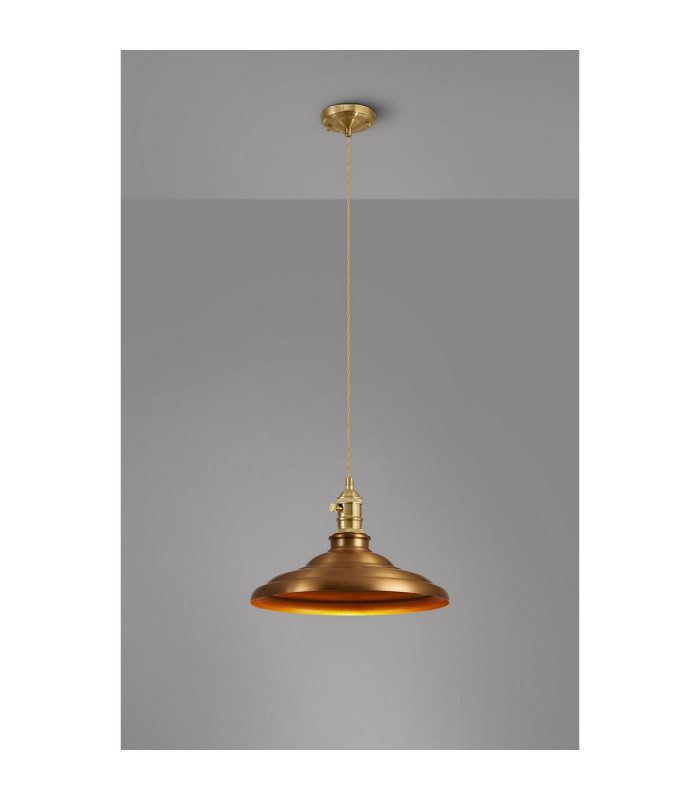 Moravia 35cm 1 Light Braided Pendant Round Tiered Metal Shade Brass/Pale Gold/Brass/Gold-3