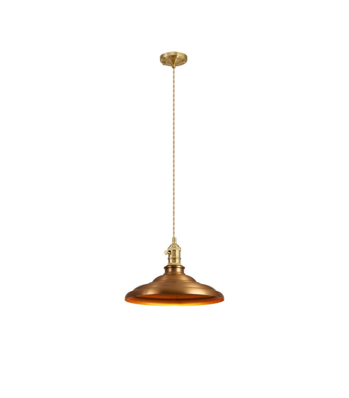 Moravia 35cm 1 Light Braided Pendant Round Tiered Metal Shade Brass/Pale Gold/Brass/Gold-4