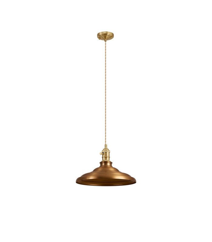 Moravia 35cm 1 Light Braided Pendant Round Tiered Metal Shade Brass/Pale Gold/Brass/Gold-5