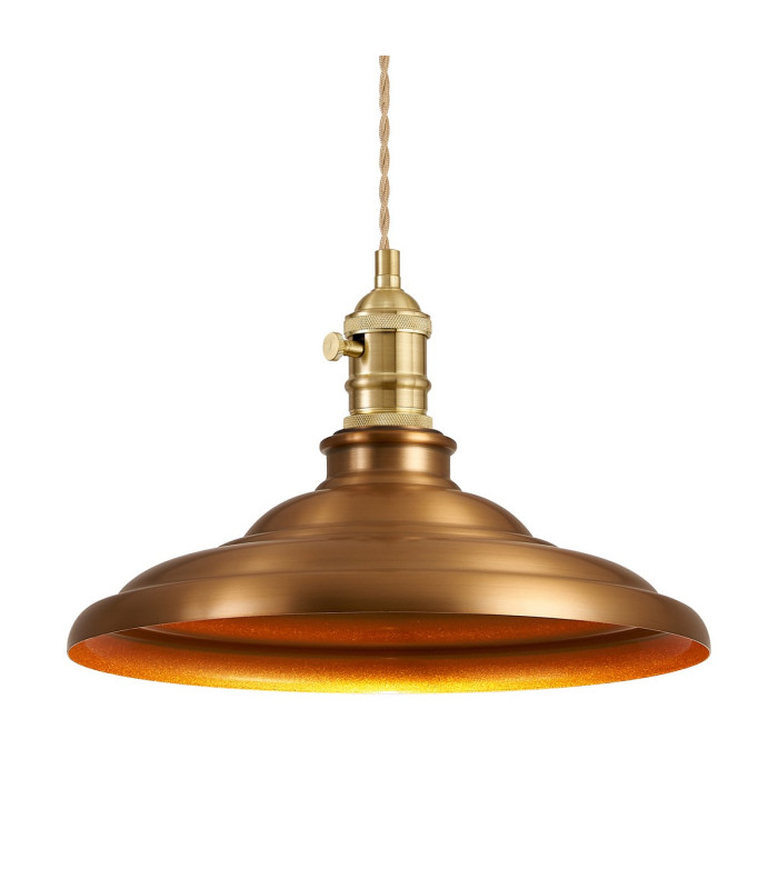 Moravia 35cm 1 Light Braided Pendant Round Tiered Metal Shade Brass/Pale Gold/Brass/Gold-7