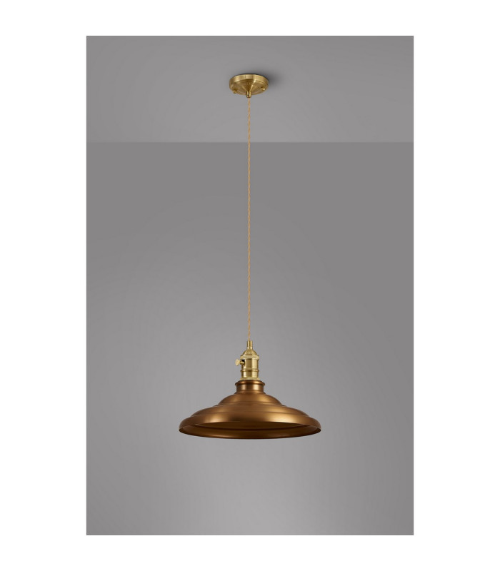 Moravia 35cm 1 Light Braided Pendant Round Tiered Metal Shade Brass/Pale Gold/Brass/Gold-8
