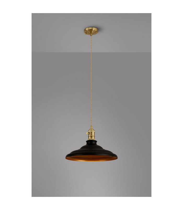 Moravia 35cm 1 Light Braided Pendant Round Tiered Metal Shade Brass/Pale Gold/Matt Black/Gold-3