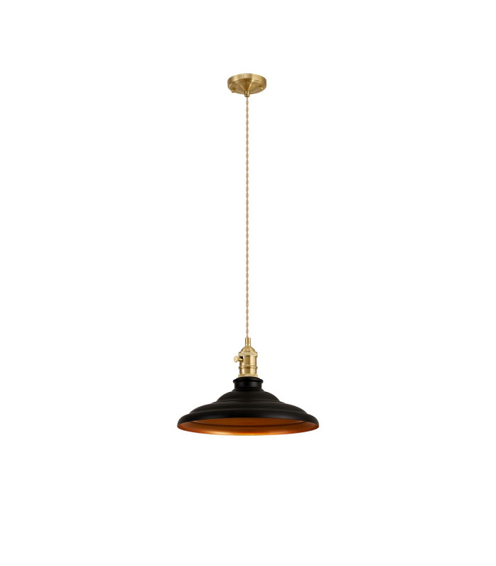 Moravia 35cm 1 Light Braided Pendant Round Tiered Metal Shade Brass/Pale Gold/Matt Black/Gold-4