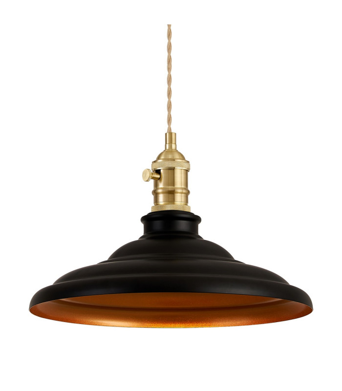 Moravia 35cm 1 Light Braided Pendant Round Tiered Metal Shade Brass/Pale Gold/Matt Black/Gold-7