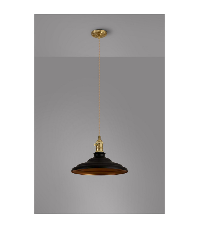 Moravia 35cm 1 Light Braided Pendant Round Tiered Metal Shade Brass/Pale Gold/Matt Black/Gold-8