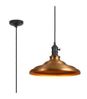 Moravia 35cm 1 Light Braided Pendant Round Tiered Metal Shade Satin Black/Black/Brass/Gold-1