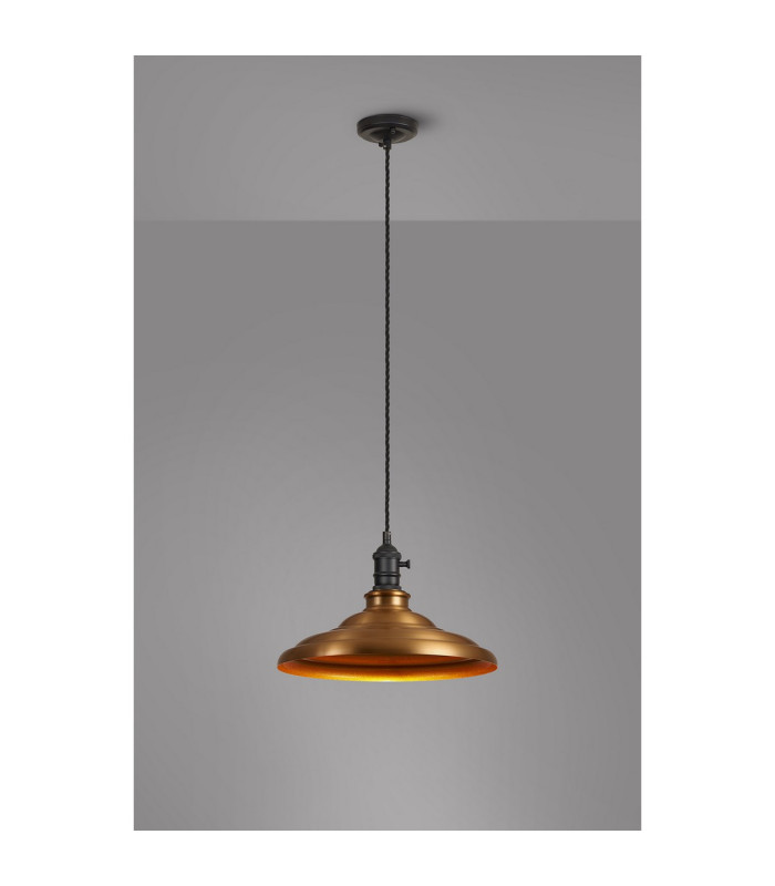 Moravia 35cm 1 Light Braided Pendant Round Tiered Metal Shade Satin Black/Black/Brass/Gold-3