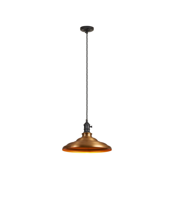 Moravia 35cm 1 Light Braided Pendant Round Tiered Metal Shade Satin Black/Black/Brass/Gold-4