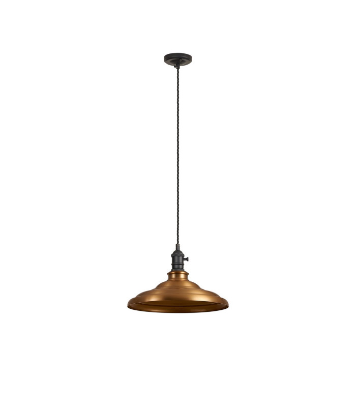 Moravia 35cm 1 Light Braided Pendant Round Tiered Metal Shade Satin Black/Black/Brass/Gold-5