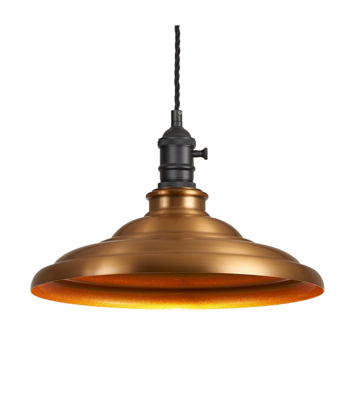 Moravia 35cm 1 Light Braided Pendant Round Tiered Metal Shade Satin Black/Black/Brass/Gold-7
