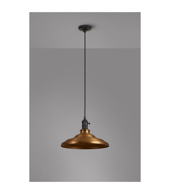 Moravia 35cm 1 Light Braided Pendant Round Tiered Metal Shade Satin Black/Black/Brass/Gold-8