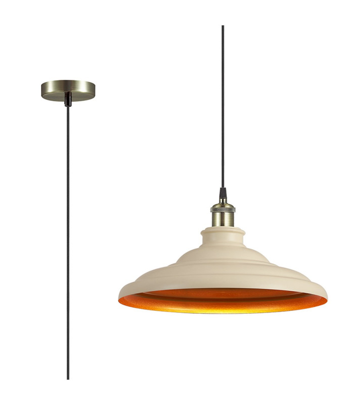 Moravia 35cm 1 Light Knurled Pendant Round Tiered Metal Shade Antique Brass/Black/Beige/Gold-1