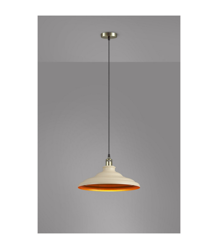 Moravia 35cm 1 Light Knurled Pendant Round Tiered Metal Shade Antique Brass/Black/Beige/Gold-3