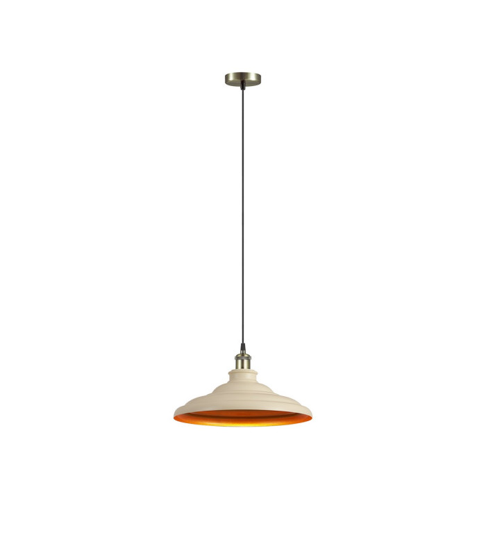 Moravia 35cm 1 Light Knurled Pendant Round Tiered Metal Shade Antique Brass/Black/Beige/Gold-4
