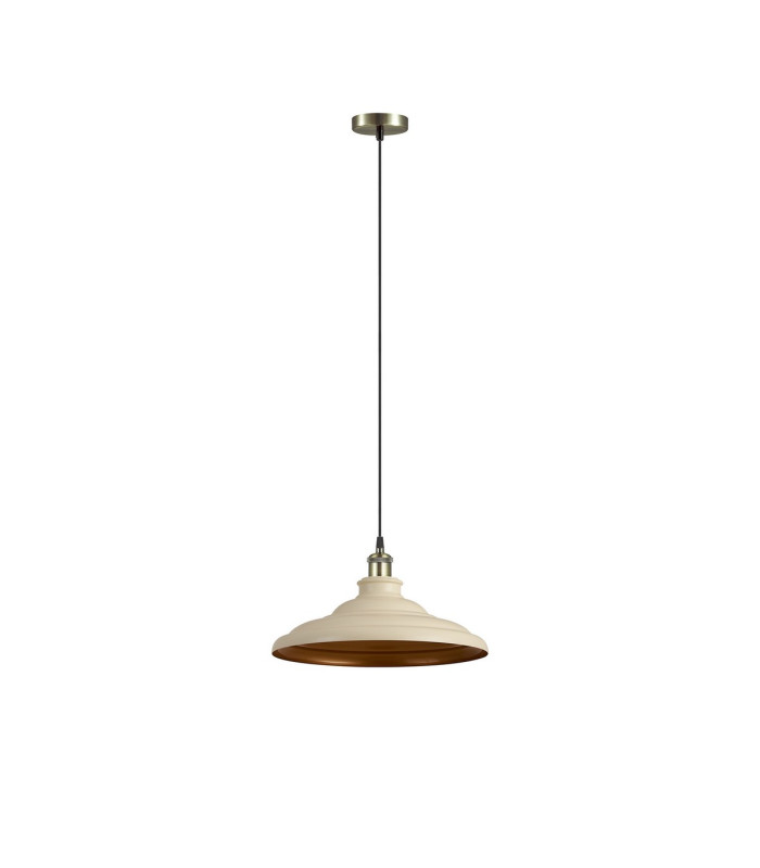 Moravia 35cm 1 Light Knurled Pendant Round Tiered Metal Shade Antique Brass/Black/Beige/Gold-5