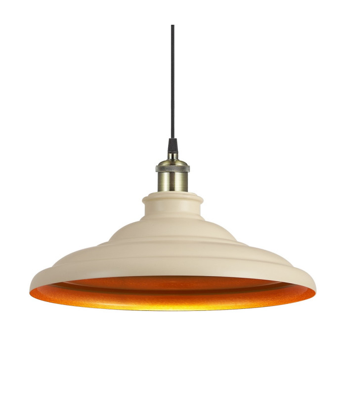 Moravia 35cm 1 Light Knurled Pendant Round Tiered Metal Shade Antique Brass/Black/Beige/Gold-7