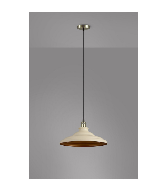 Moravia 35cm 1 Light Knurled Pendant Round Tiered Metal Shade Antique Brass/Black/Beige/Gold-8