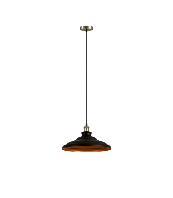 Moravia 35cm 1 Light Knurled Pendant Round Tiered Metal Shade Antique Brass/Black/Matt Black/Gold-4
