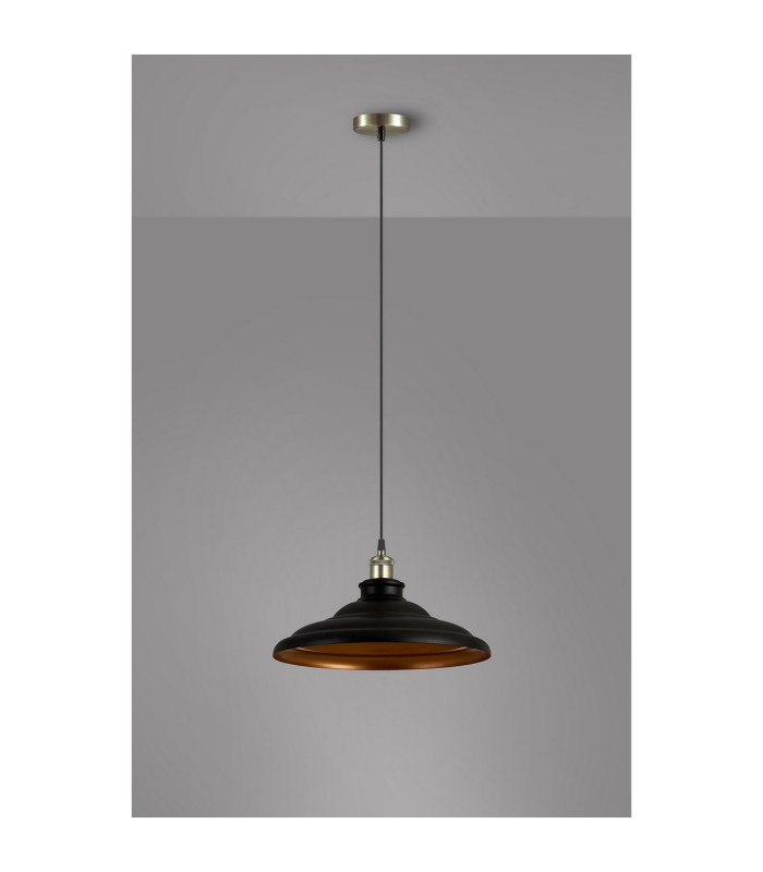 Moravia 35cm 1 Light Knurled Pendant Round Tiered Metal Shade Antique Brass/Black/Matt Black/Gold-8
