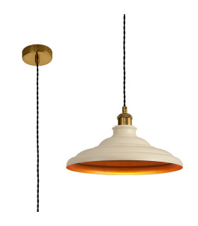 Moravia 35cm 1 Light Knurled Pendant Round Tiered Metal Shade Gilt Bronze/Black/Beige/Gold-1