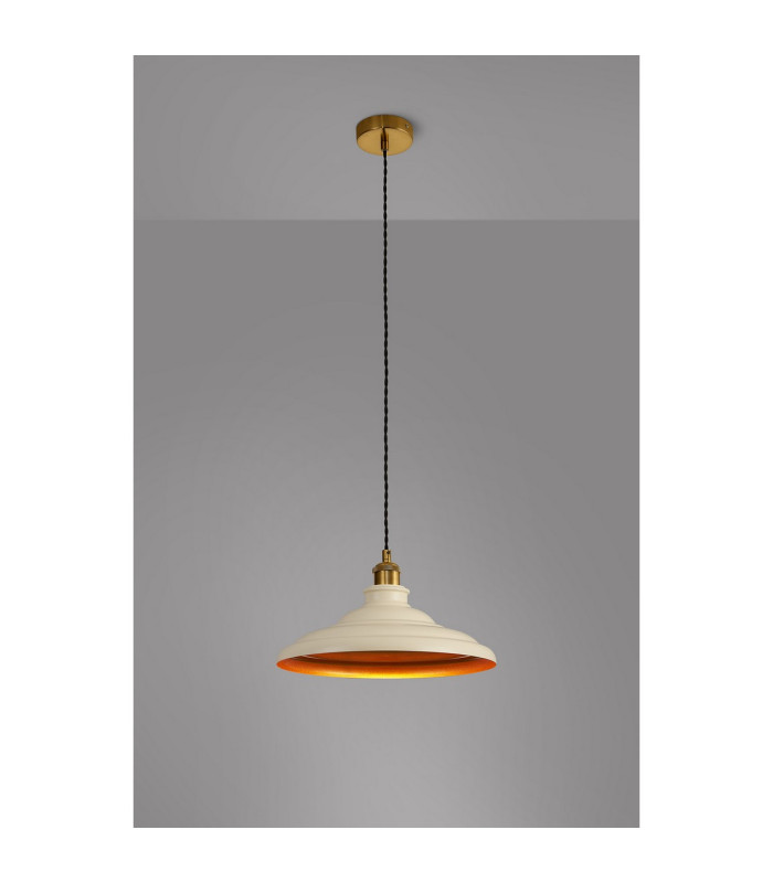 Moravia 35cm 1 Light Knurled Pendant Round Tiered Metal Shade Gilt Bronze/Black/Beige/Gold-3