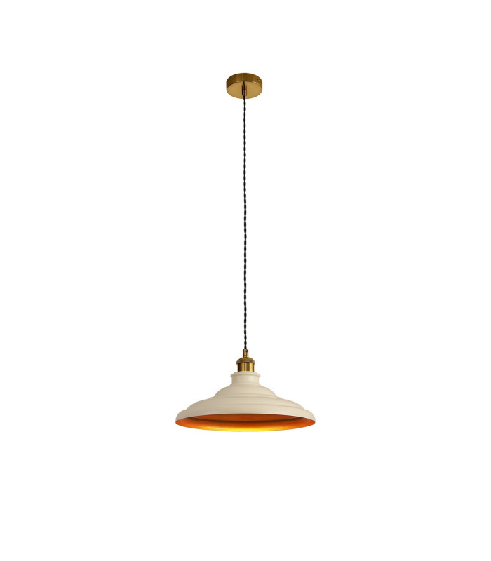 Moravia 35cm 1 Light Knurled Pendant Round Tiered Metal Shade Gilt Bronze/Black/Beige/Gold-4