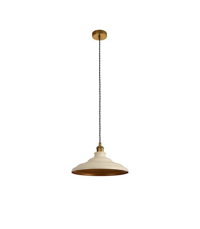 Moravia 35cm 1 Light Knurled Pendant Round Tiered Metal Shade Gilt Bronze/Black/Beige/Gold-5