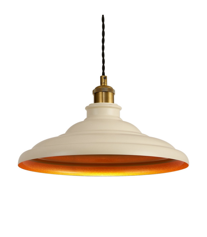 Moravia 35cm 1 Light Knurled Pendant Round Tiered Metal Shade Gilt Bronze/Black/Beige/Gold-7