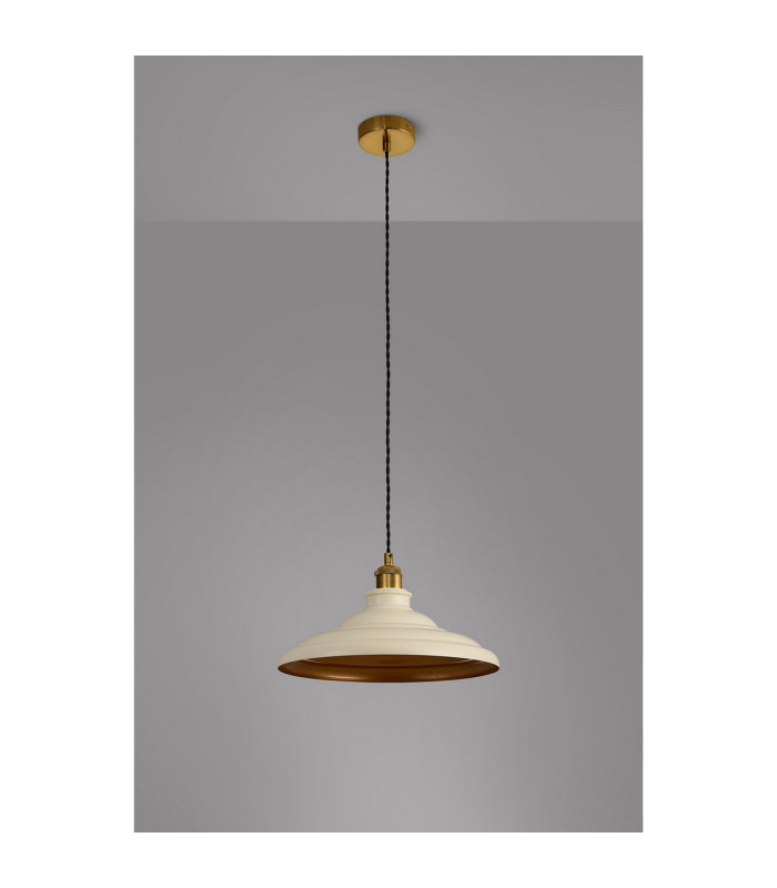 Moravia 35cm 1 Light Knurled Pendant Round Tiered Metal Shade Gilt Bronze/Black/Beige/Gold-8