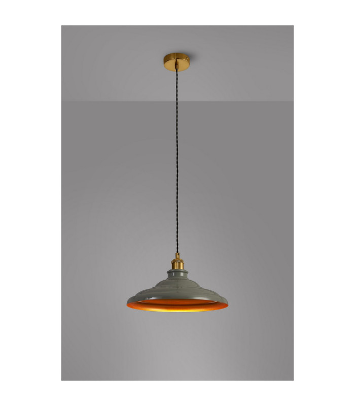 Moravia 35cm 1 Light Knurled Pendant Round Tiered Metal Shade Gilt Bronze/Black/Polished Grey/Gold-3