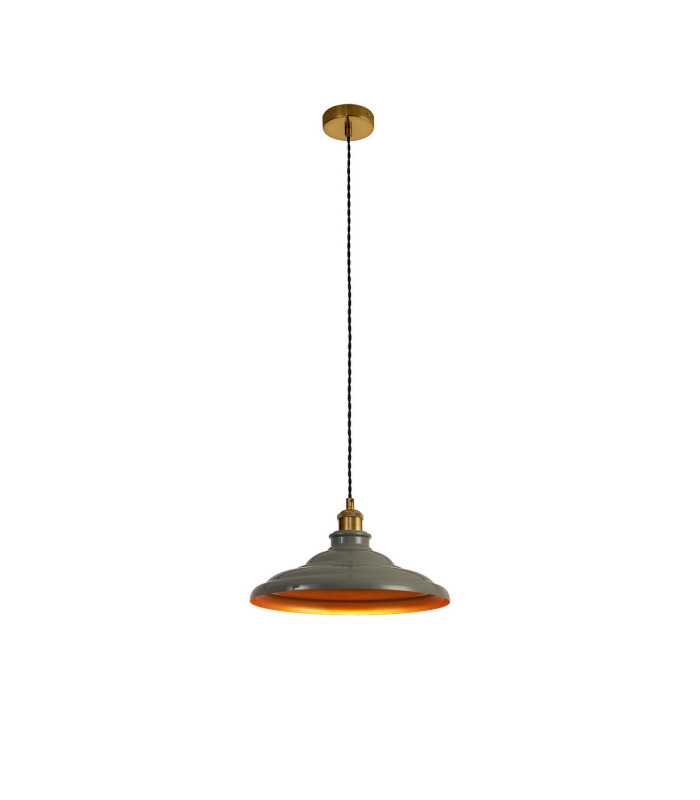 Moravia 35cm 1 Light Knurled Pendant Round Tiered Metal Shade Gilt Bronze/Black/Polished Grey/Gold-4