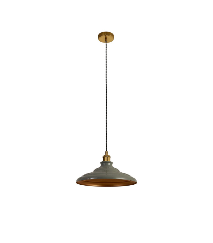 Moravia 35cm 1 Light Knurled Pendant Round Tiered Metal Shade Gilt Bronze/Black/Polished Grey/Gold-5