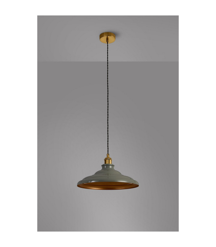 Moravia 35cm 1 Light Knurled Pendant Round Tiered Metal Shade Gilt Bronze/Black/Polished Grey/Gold-8