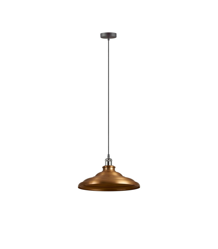 Moravia 35cm 1 Light Knurled Pendant Round Tiered Metal Shade Gun Metal/Black/Brass/Gold-5