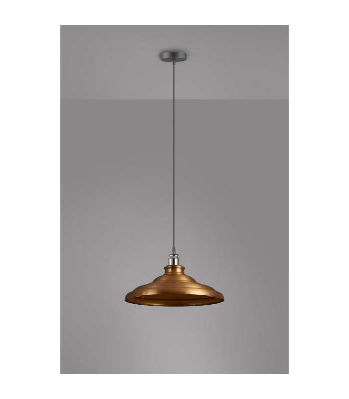 Moravia 35cm 1 Light Knurled Pendant Round Tiered Metal Shade Gun Metal/Black/Brass/Gold-8