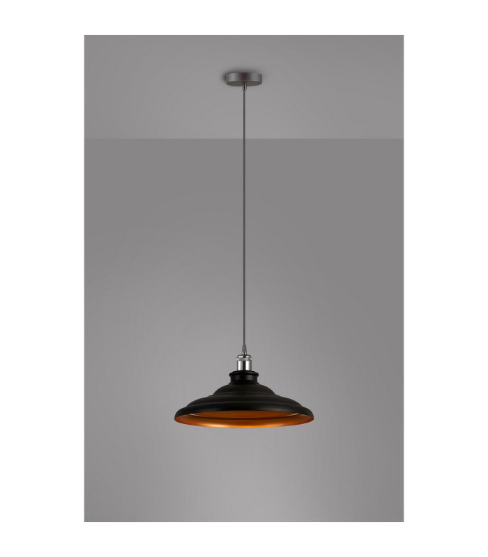 Moravia 35cm 1 Light Knurled Pendant Round Tiered Metal Shade Gun Metal/Black/Matt Black/Gold-3